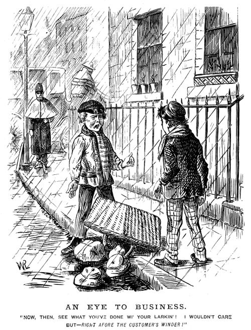 A child angry at a co-worker for dropping their goods
