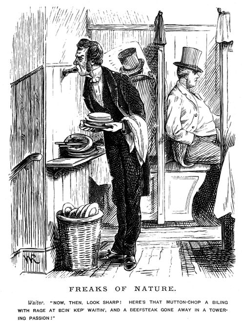A waiter warning the cook about certain customers