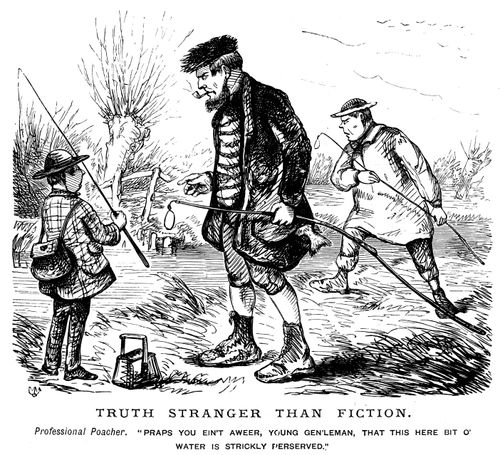 Two poachers confronting a child