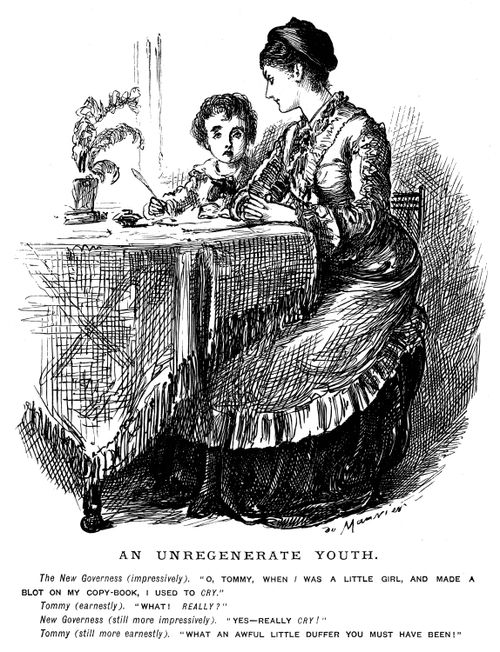 A lady teaching a young man to write