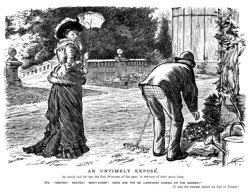 A man about to be caught with having an unfashionable patch on the bottom of his trousers