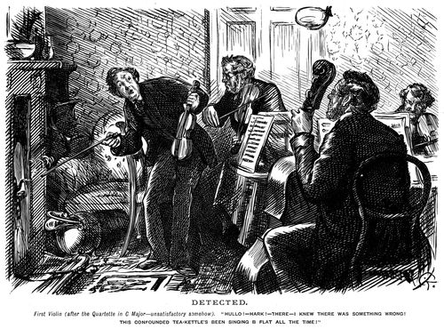 Some musicians discovering a noise from a boiling kettle