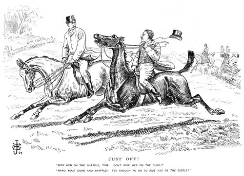 A man giving another advice on how to ride his horse