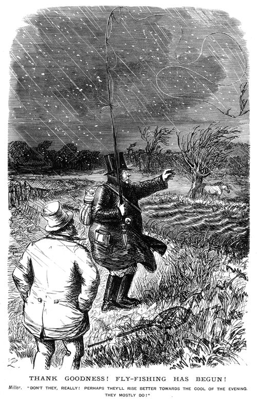 A man fly-fishing by a river