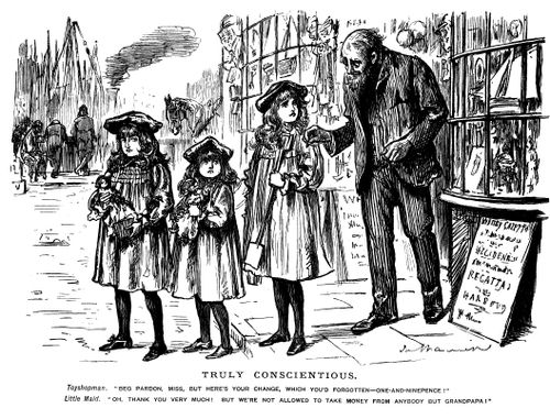 Little Girls Outside A Toy Shop
