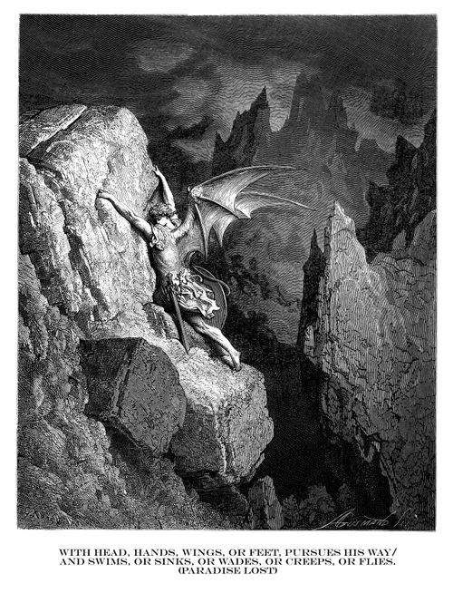 'With head, hands,wings, or feet, pursues his way,And swims, or sinks, or wades, or creeps, or flies.'