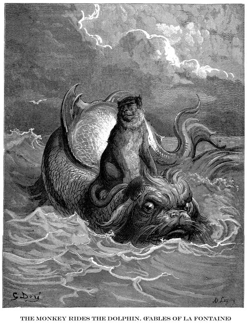 The Monkey Rides the Dolphin (Fables of La Fontaine)