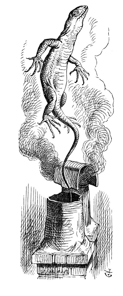 Alice in Wonderland - Alice Kicks Bill Out of the House.
