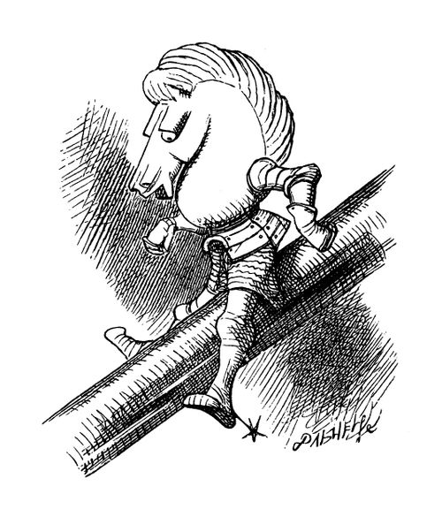 Alice Through the Looking Glass - The White Knight Slides Down the Poker.