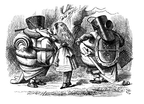 Alice Through the Looking Glass - Alice Dresses Tweedledee and Tweedledum for Battle.