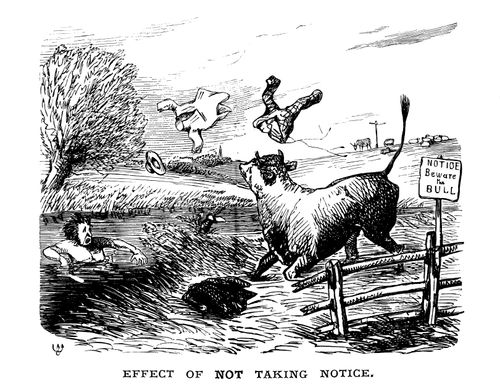 A Man Ignores A Warning Sign.