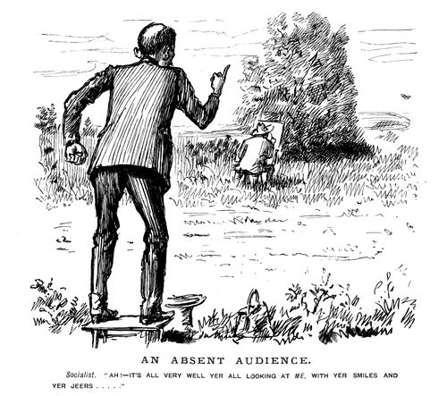A Socialist Giving A Speech With No Audience.