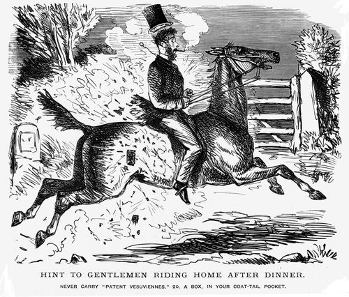 A Man Riding A Horse Home.