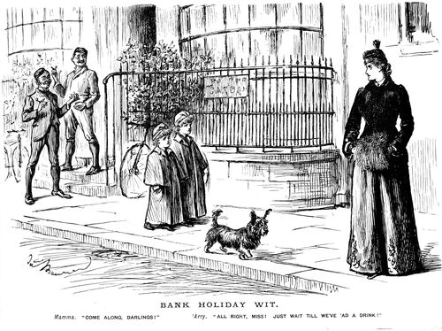 A Women Out For A Walk With Her Children.