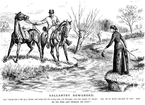 A Women Falls Into A Brook.