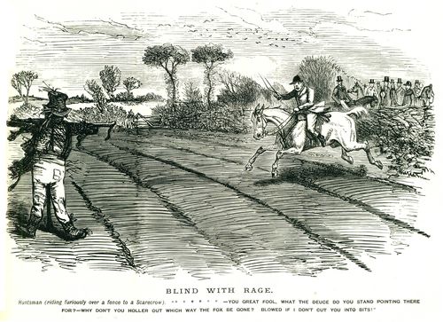 A Fox Hunter gets Angry with a Scarecrow.