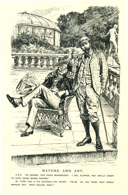 Two Men in a Garden Admire the View.