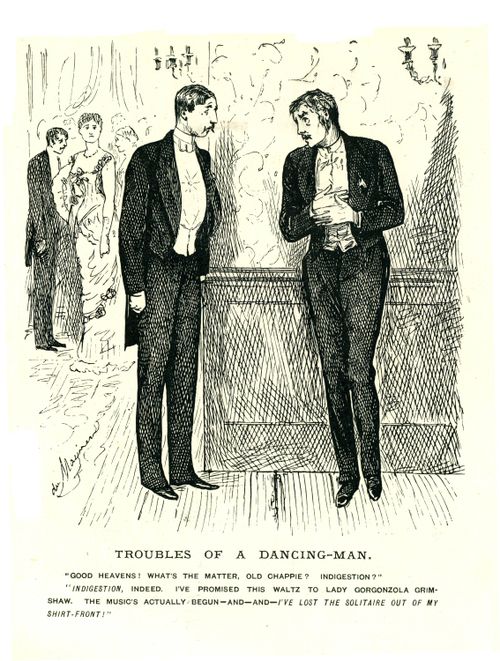 A Man Hides From His Dance Partner At A Ball.