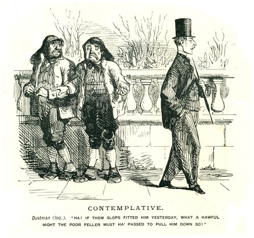 Two Dustmen Comment on a Gentleman's Clothing.