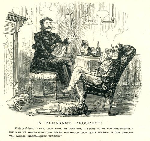 Two Men Smoking Discuss the Importance of having a Beard if in Uniform.