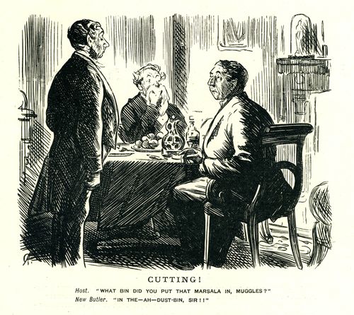 Two Gentlemen Dining and the Butler.