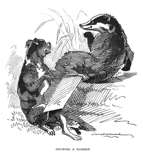 Dog Drawing a Badger.