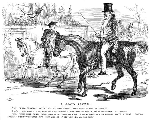 A Boy and his Grandfather Out Riding.