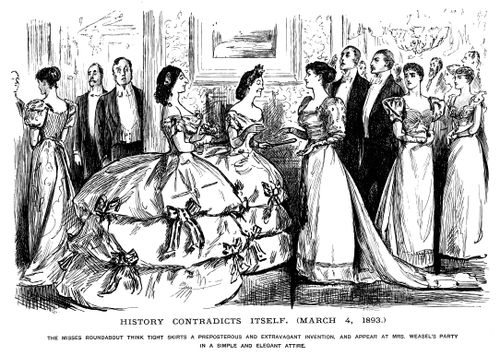 Ladies turn up to a party in crinolines