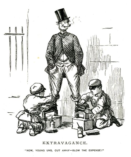 A man employing a separate cleaner for each shoe