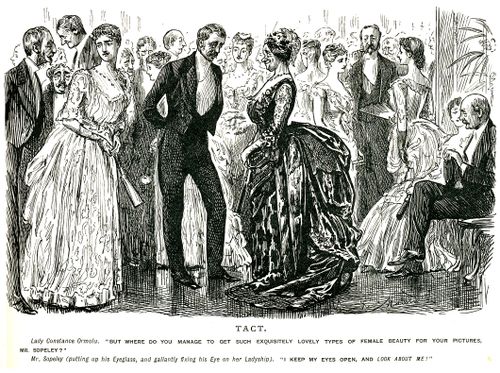 Lady talking to artist at a party