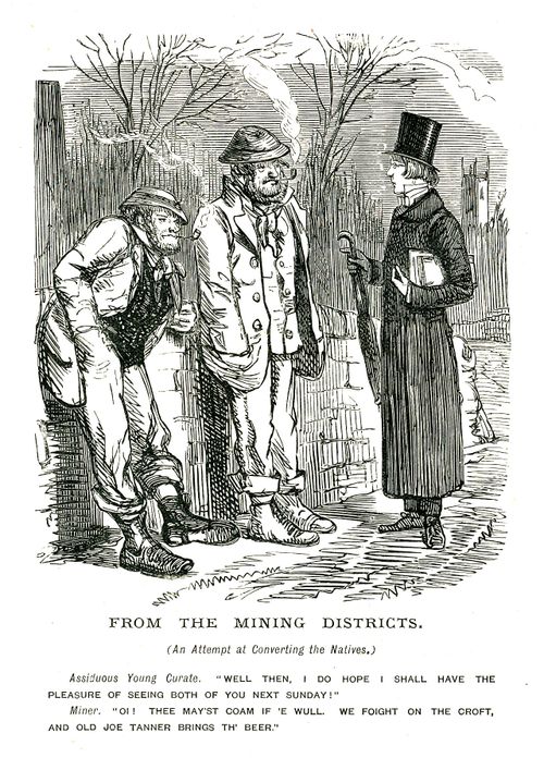 Curate talking to miners