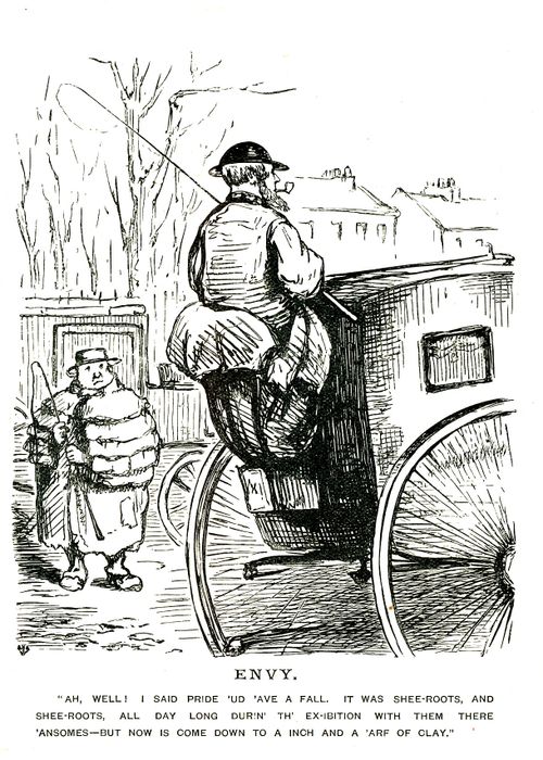 Hansom cab driver smoking a pipe