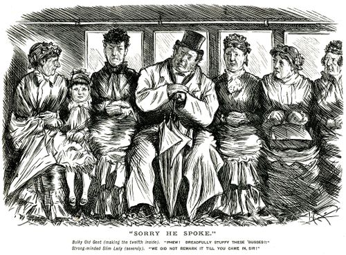Stout man on a crowded bus