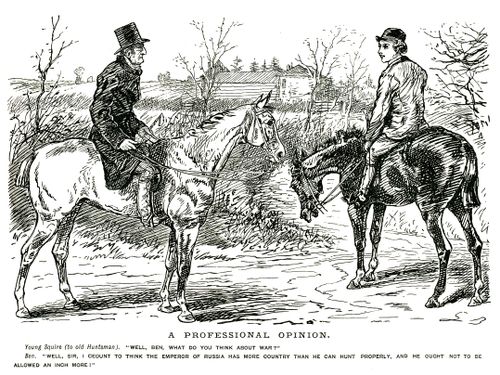 Men on horseback discussing war