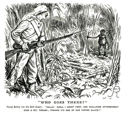 British soldier and native tribesman on the Gold Coast