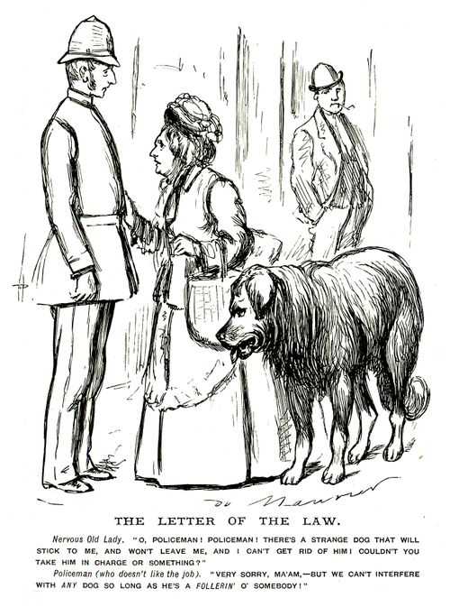 Woman being followed by a dog