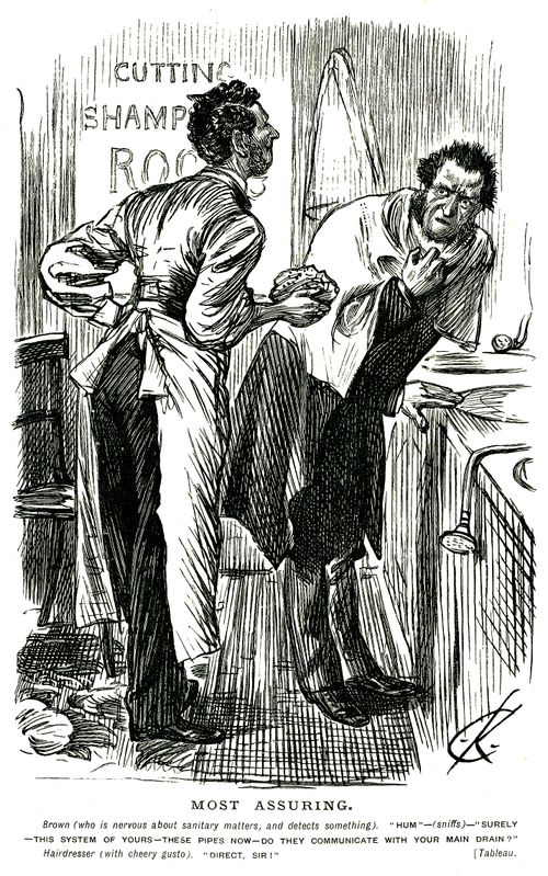 Man at the hairdressers concerned about sanitation