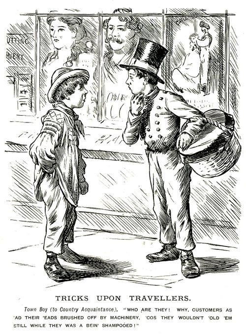 Boys looking at mannequins in a shop window