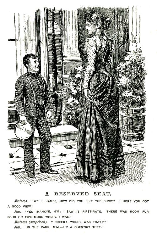 Mistress talking to servant about a show