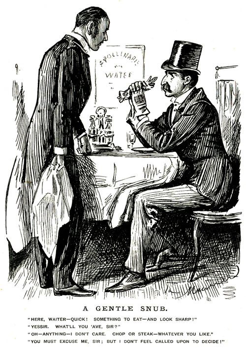Supercilious man asking waiter to choose his meal for him