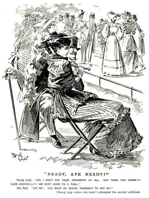 Lady and poet arguing wittily