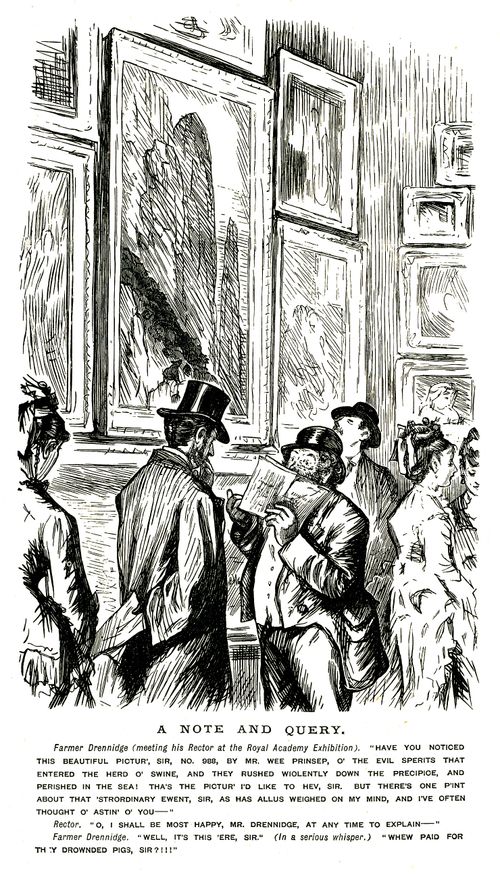 Farmer asking his rector about a painting at the Royal Academy Exhibition