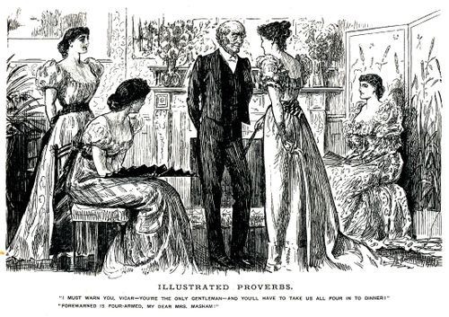 Vicar and four young ladies