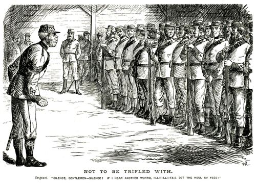 Sergeant shouting at soldiers