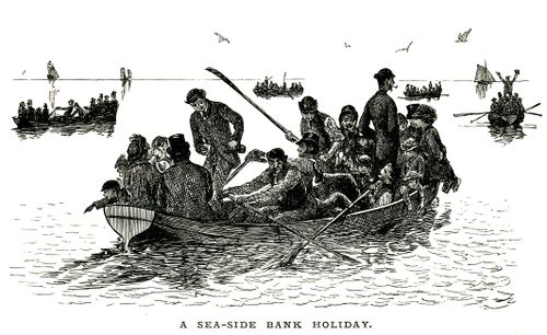 Packed boats of families on a seaside holidays