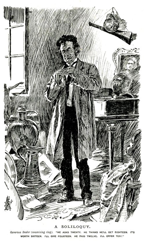 Antique dealer examining a ring