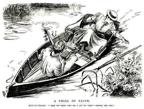 Man struggling to row,