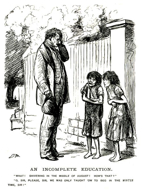 Begging cildren shivering in summer