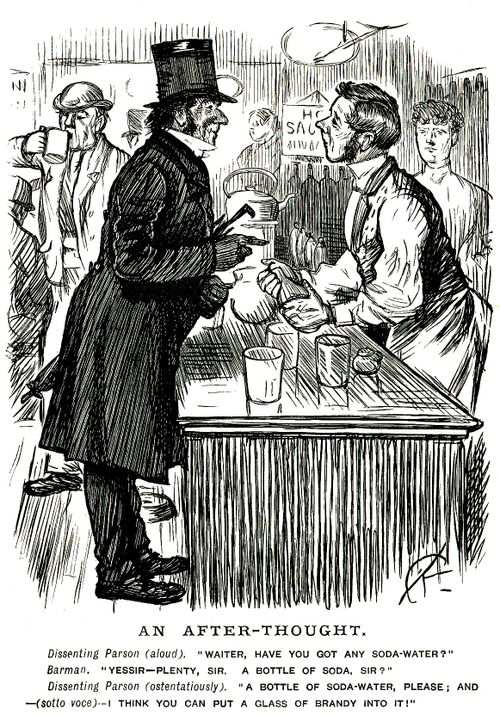 Parson wishing to seem as though he is not drinking