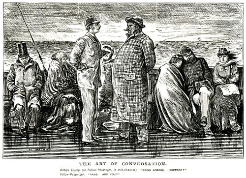Men making trivial conversation